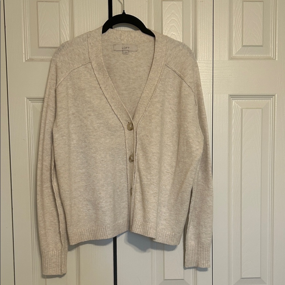 LOFT Light Tan Button-Up Cardigan - Sz Small